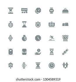 stopwatch icon set. Collection of 25 filled stopwatch icons included Football, Time, Hourglass, Watches, Clocks, Wristwatch, Sandclock, Billiard, Clock, Chronometer, Watch, Gym