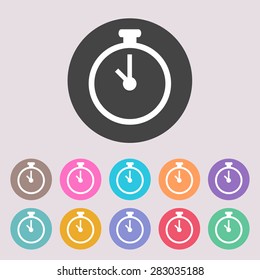 Stopwatch icon. Set of colored icons.