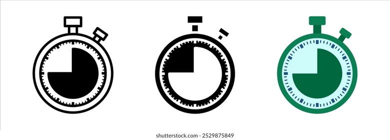 Conjunto de iconos de cronómetro. Signo del temporizador de cuenta regresiva. para el concepto móvil y el Diseño web. Ilustración vectorial sobre fondo blanco