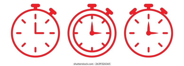 Stopwatch icon set. Countdown timer symbol. Alarm pictogram. Stopwatch collection.