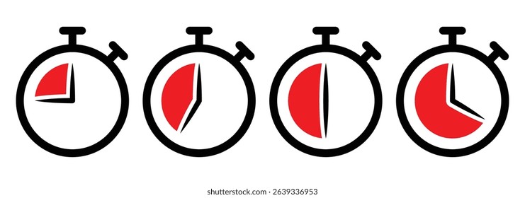 Stopwatch icon set. Countdown timer symbol. Alarm pictogram. Timer symbol. Vector illustration