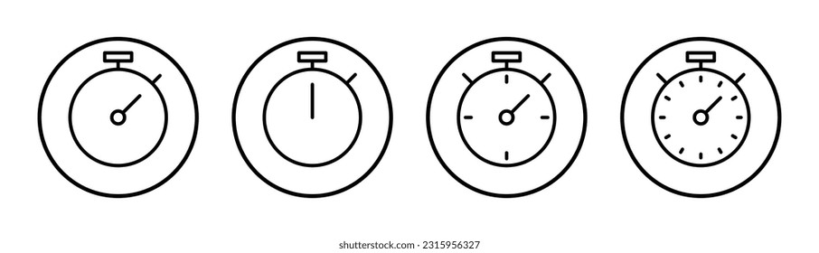 ilustración de conjunto de iconos de cronómetro. Signo y símbolo del temporizador. Icono de cuenta atrás. Período de tiempo
