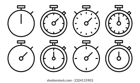 stopwatch icon set illustration. Timer sign and symbol. Countdown icon. Period of time