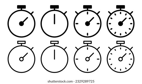 stopwatch icon set illustration. Timer sign and symbol. Countdown icon. Period of time