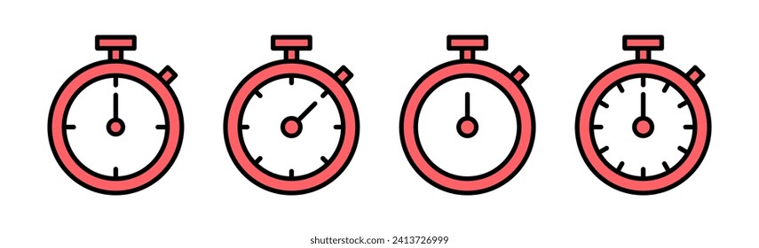 stopwatch icon set illustration. Timer sign and symbol. Countdown icon. Period of time
