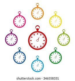 Stopwatch icon set, isolated on white background