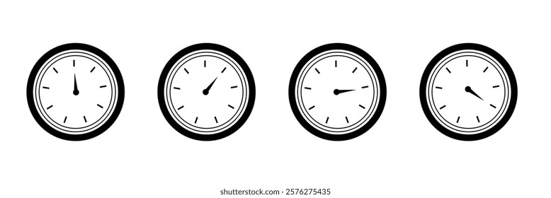 Stopwatch icon set. Line and glyph stopwatch timer. Countdown timer collection on white background.