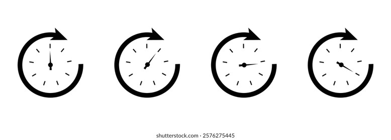 Stopwatch icon set. Line and glyph stopwatch timer. Countdown timer collection on white background.