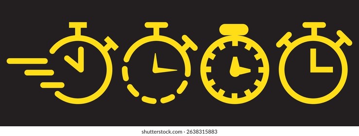 Stopwatch icon set. Line and glyph stopwatch timer. Countdown timer collection. Clock icon set. Time icon vector. watch icon symbol 