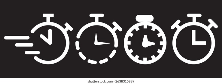 Stopwatch icon set. Line and glyph stopwatch timer. Countdown timer collection. Clock icon set. Time icon vector. watch icon symbol 