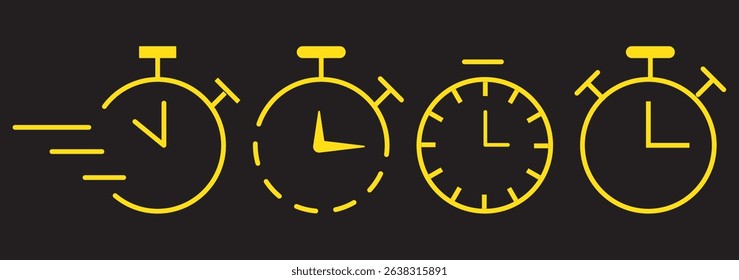 Stopwatch icon set. Line and glyph stopwatch timer. Countdown timer collection. Clock icon set. Time icon vector. watch icon symbol 