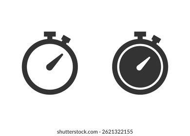 Stopwatch icon set. Represents time, deadlines, speed, and urgency. Useful for design projects, presentations, and websites.
