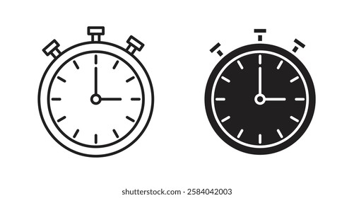 Stopwatch icon set in thin line. vector illustrations for web