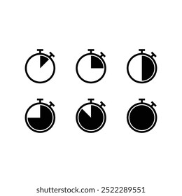 stopwatch icon set, stopwatch timer icon design collection template