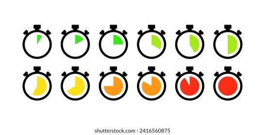 Stopwatch icon set. Timer time icons. Flat style. Vector icons