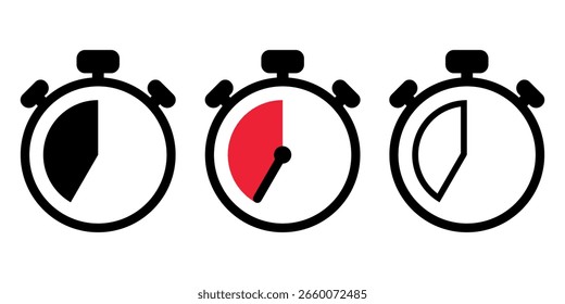 Stoppuhr-Symbolsatz. Vektorgrafik.