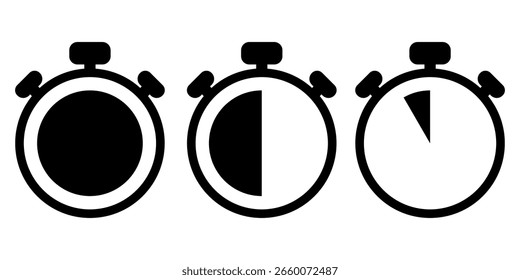 Conjunto de ícones de cronômetro. Ilustração vetorial.
