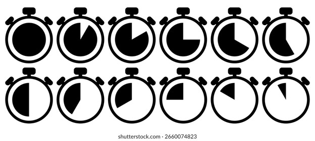 Stopwatch icon set. Vector illustration.
