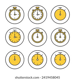 stopwatch icon set vector. Timer sign and symbol. Countdown icon. Period of time