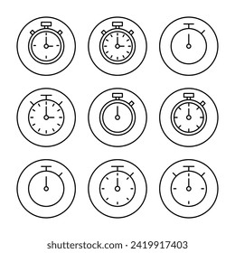 stopwatch icon set vector. Timer sign and symbol. Countdown icon. Period of time