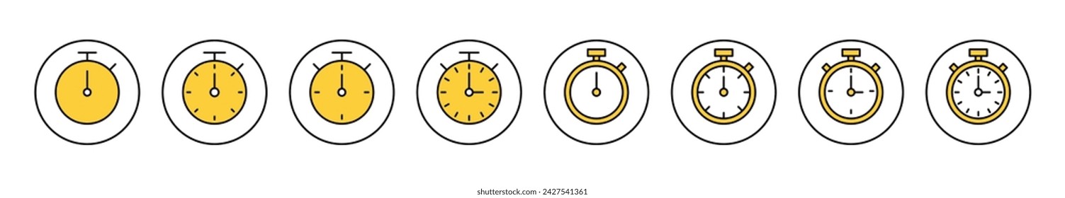 stopwatch icon set vector. Timer sign and symbol. Countdown icon. Period of time