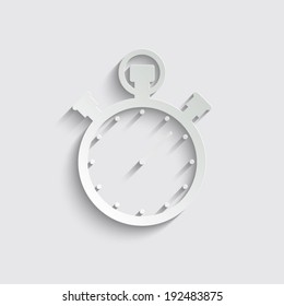 Stopwatch icon with shadow on a grey background