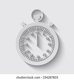 Stopwatch icon with shadow on a grey background