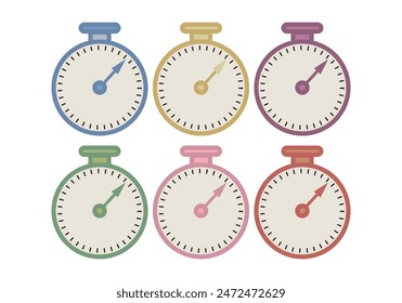 Stopwatch icon sheet on white background.