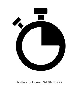 stopwatch icon, silhouette vector isolated on white background. simple and modern design