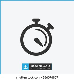 stopwatch icon. Simple filled stopwatch icon. On white background.