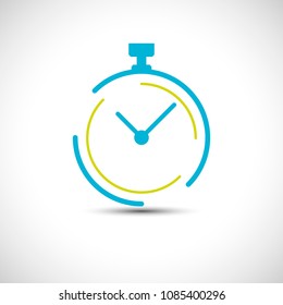 Stopwatch icon simple line style pocket watch logo vector illustration