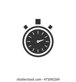 Stopwatch icon in single grey color. Speed, time, deadline, sport, start, stop