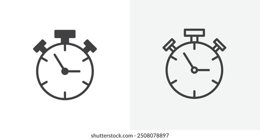 Stopwatch icon in solid and outlined style