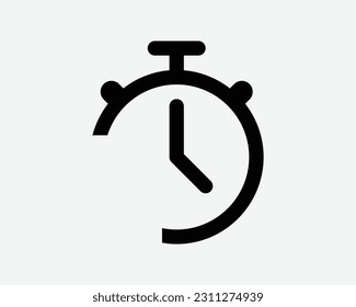 Stopwatch Icon. Stop Watch Time Timer Clock Minute Speed Countdown Race Measurement Sign Symbol Black Artwork Graphic Illustration Clipart EPS Vector