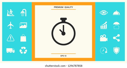 Stopwatch icon symbol. Graphic elements for your design