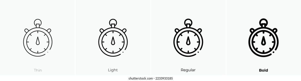 stopwatch icon. Thin, Light Regular And Bold style design isolated on white background
