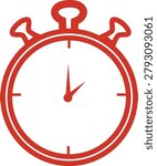 Stopwatch icon timer chronometer countdown and time measurement symbol vector pack, flat and outline style red and black clock icons isolated background