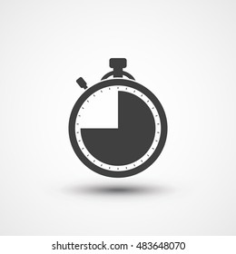 Stopwatch icon. Timer icon. Chronometer. Timekeeper. Chronoscope. Time check. Seconds timer, seconds counter, stopwatch timer icon. Timing device. Timer three quarter icon. 45 sec, min