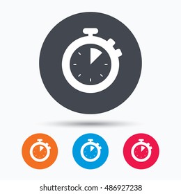 Stopwatch icon. Timer or clock device sign.