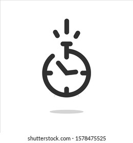 Stopwatch icon or timer pictogram with fast time count down vector line outline art chronometer symbol isolated