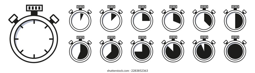 Icono de Stopwatch. Símbolo de temporizador. Temporizador de contador de reloj de círculo de cuenta atrás. Icono de tiempo rápido. Icono de flecha de círculo. 