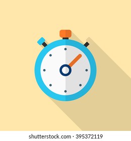 Stopwatch icon, Vector flat long shadow design. Shipping and logisticst concept.