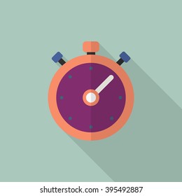 Stopwatch icon, Vector flat long shadow design. Shipping and logisticst concept.