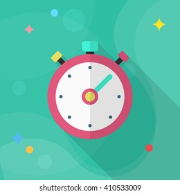 Stopwatch icon, Vector flat long shadow design. Shipping and logisticst concept.