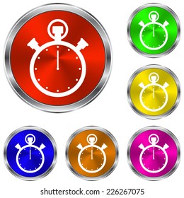 Stopwatch icon - vector glossy colourful buttons