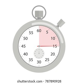 Stopwatch icon. Vector illustration in a flat style, isolated on white background.