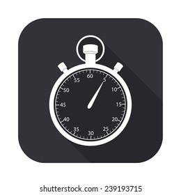 stopwatch icon - vector illustration with long shadow isolated on gray