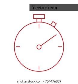 Stopwatch icon. Vector illustration of a round stopwatch with arrows.