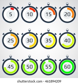 Stopwatch icon, vector illustration, symbol, accuracy, set