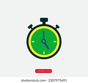 Stopwatch icon vector logo design template flat style